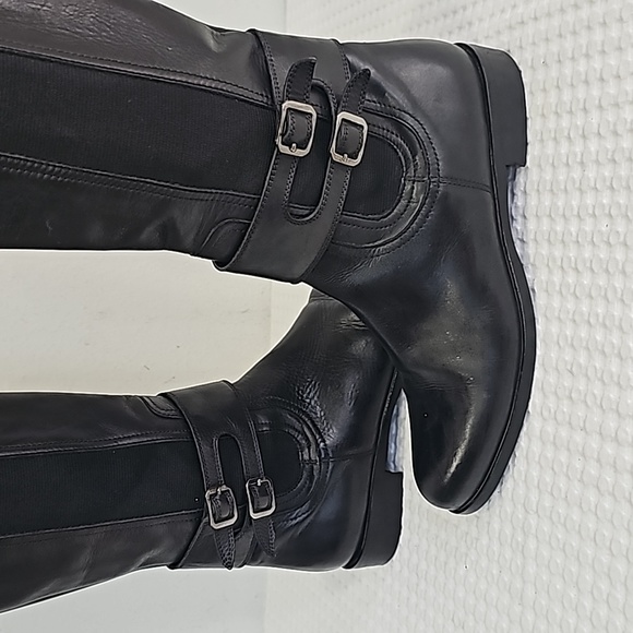 Secto Meucci Black Leather Tall Boots Slide zipper closure round toe Size 8N - Picture 13 of 15